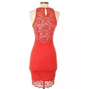 Gilber Gilmore Red Lace Sheath Dress